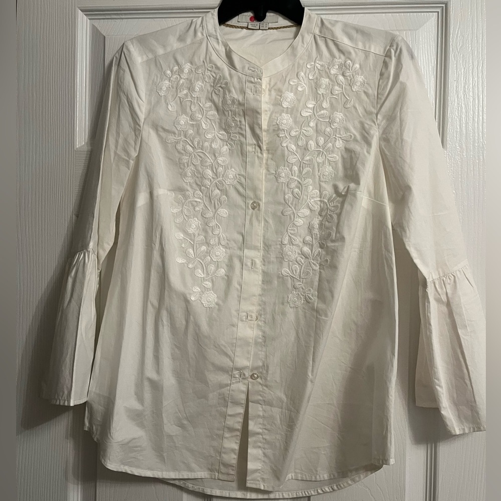 Boden white Embroidered Blouse